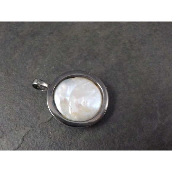 Vintage Sterling Diamond Baroque Mabe Pearl Pendant - Picture 5 of 7